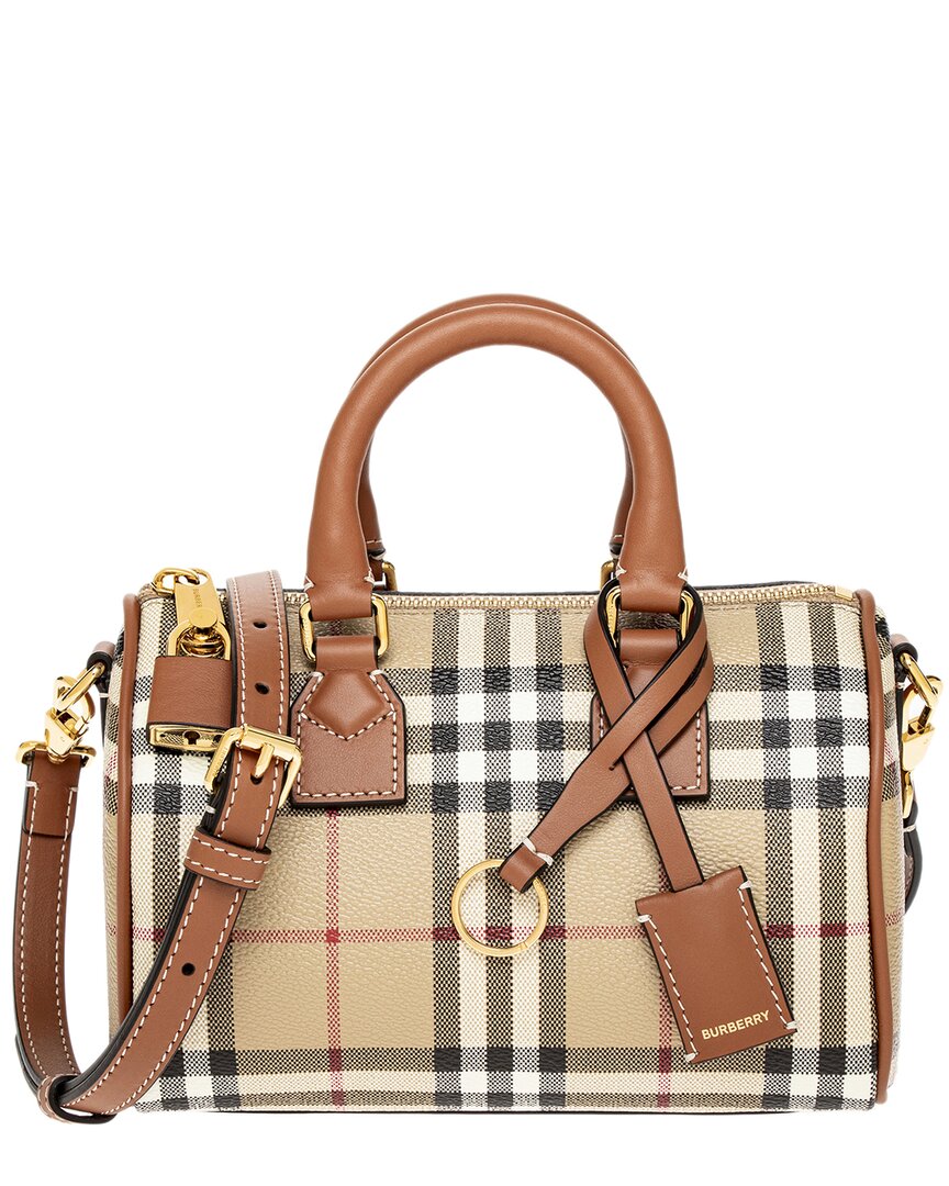 Burberry Dnu Inv Burberry Canvas & Leather Mini Bowling Bag