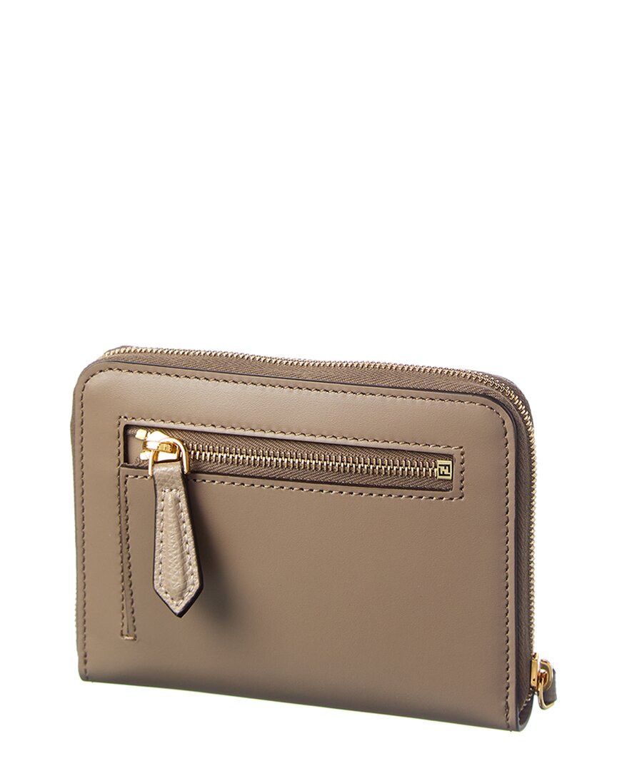 FENDI Fendi Ff Diamonds Leather Zip Around Medium Wallet