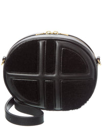 Patou Le Jp Leather & Shearling Shoulder Bag Black ONE SIZE