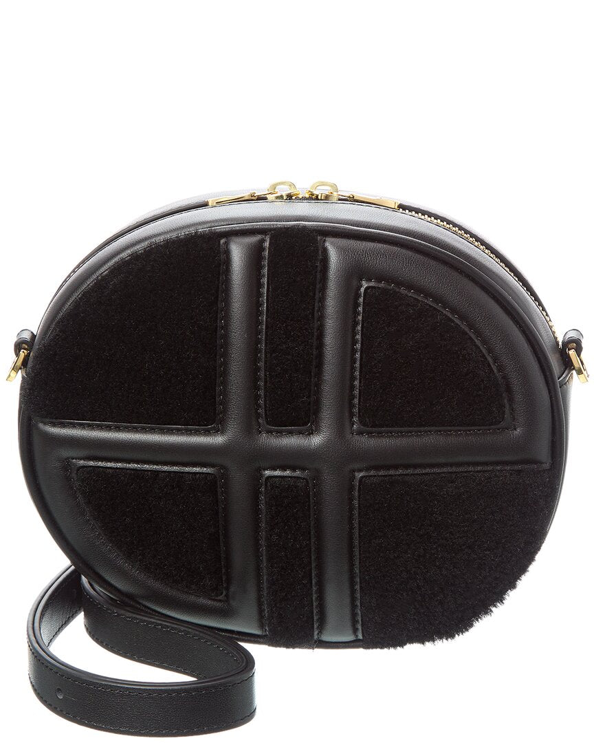 Patou Le Jp Leather & Shearling Shoulder Bag Black ONE SIZE