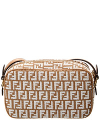 FENDI Fendi Ff Mini Raffia & Leather Camera Bag