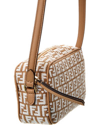 FENDI Fendi Ff Mini Raffia & Leather Camera Bag