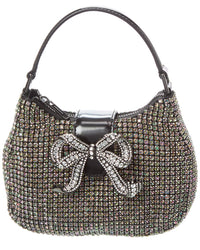 Self-Portrait Rhinestone Chainmail Leather Crescent Bag Black ONE SIZE