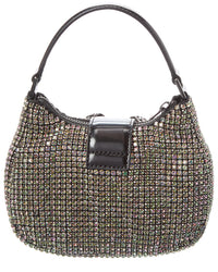 Self-Portrait Rhinestone Chainmail Leather Crescent Bag
