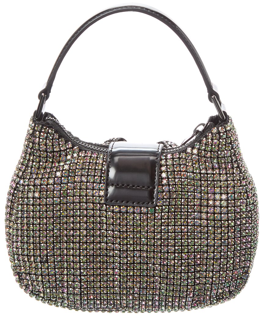 Self-Portrait Rhinestone Chainmail Leather Crescent Bag