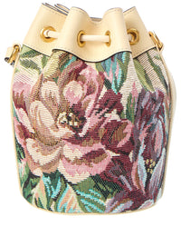 Valentino Leather-Trim Bucket Bag