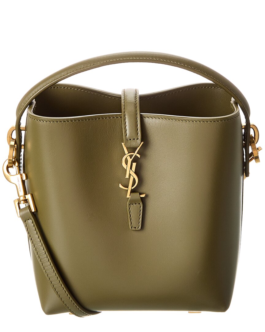 Saint Laurent Le 37 Mini Leather Bucket Bag ONE SIZE Green