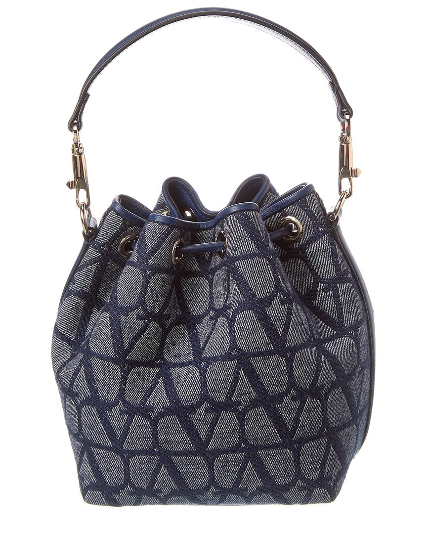 Valentino Vlogo Toile Iconographe Canvas & Leather Bucket