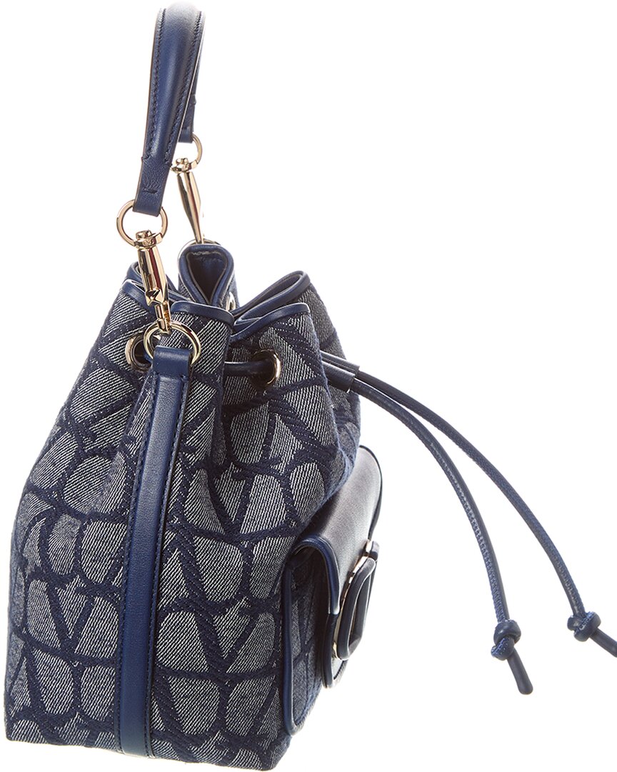 Valentino Vlogo Toile Iconographe Canvas & Leather Bucket