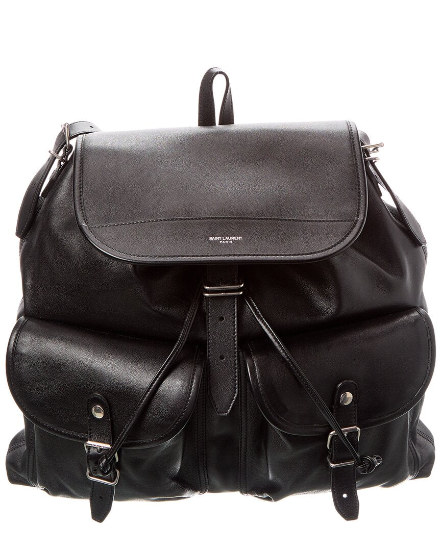 Saint Laurent Logo Leather Backpack