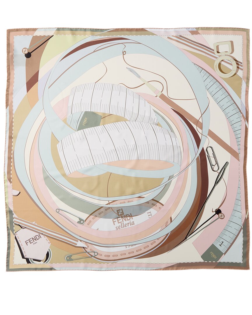 Fendi Silk Scarf Beige