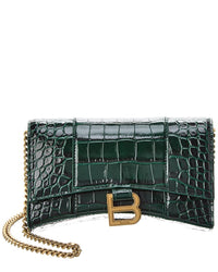 Balenciaga Balenciaga Hourglass Croc-Embossed Leather Wallet On Chain