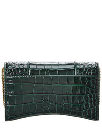 Balenciaga Balenciaga Hourglass Croc-Embossed Leather Wallet On Chain