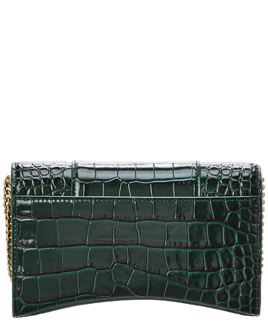 Balenciaga Balenciaga Hourglass Croc-Embossed Leather Wallet On Chain