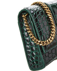 Balenciaga Balenciaga Hourglass Croc-Embossed Leather Wallet On Chain