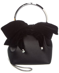 Jimmy Choo Bon Bon Satin & Velvet Bucket Bag ONE SIZE Black