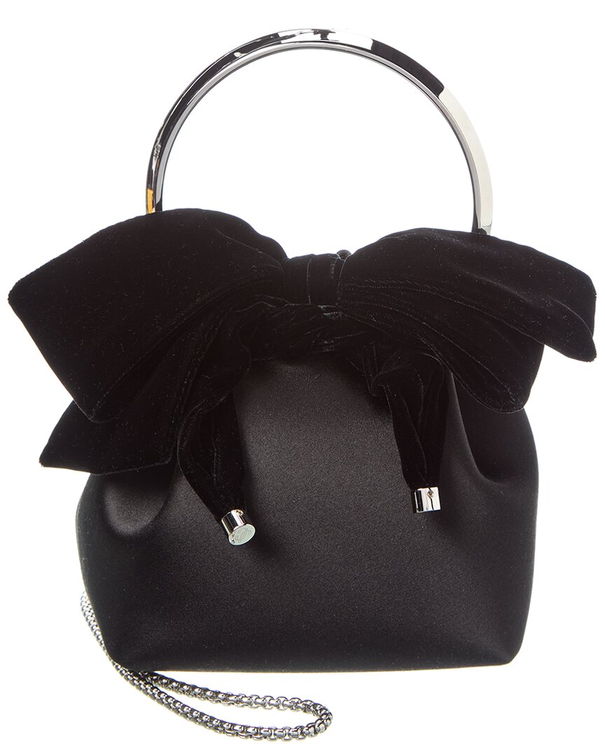 Jimmy Choo Bon Bon Satin & Velvet Bucket Bag ONE SIZE Black