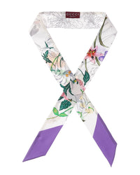 Gucci Gucci Printed Silk Twill Ribbon Scarf