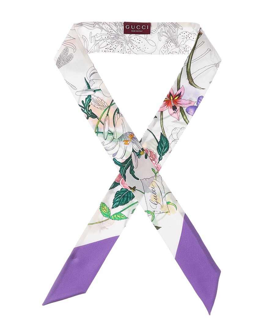 Gucci Gucci Printed Silk Twill Ribbon Scarf