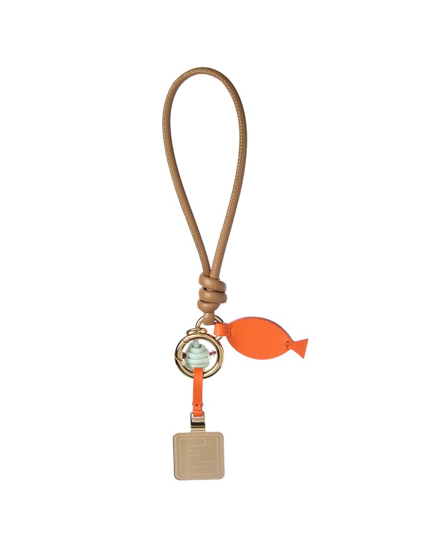 FENDI Fendi Steel & Leather Key Charm