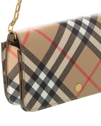 Burberry Check E-Canvas & Leather Wallet On Chain