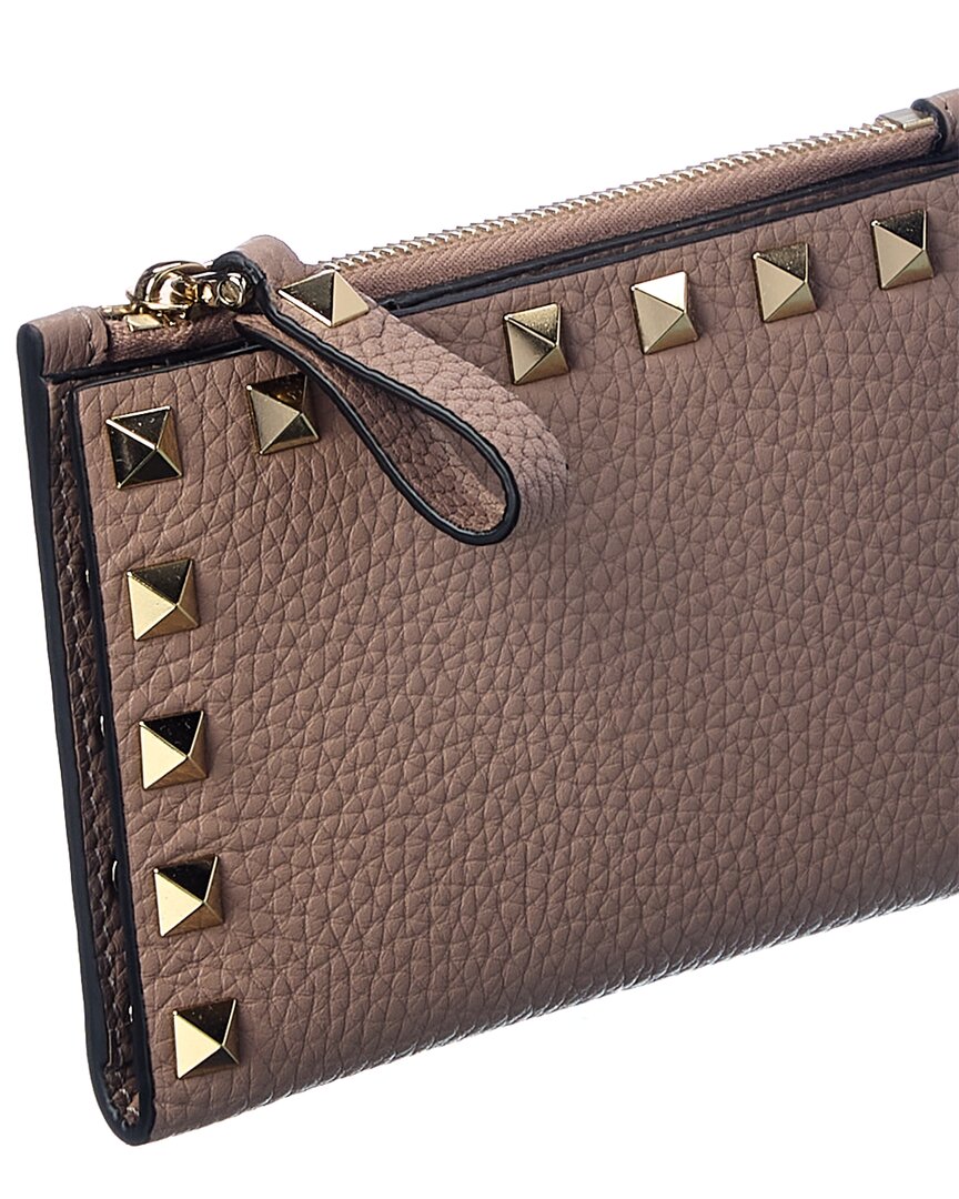 Valentino Rockstud Grainy Leather Coin Purse & Card Holder