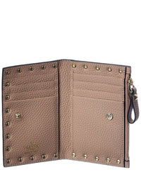 Valentino Rockstud Grainy Leather Coin Purse & Card Holder