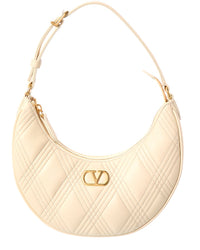 Valentino Vlogo Signature Leather Hobo Bag, White