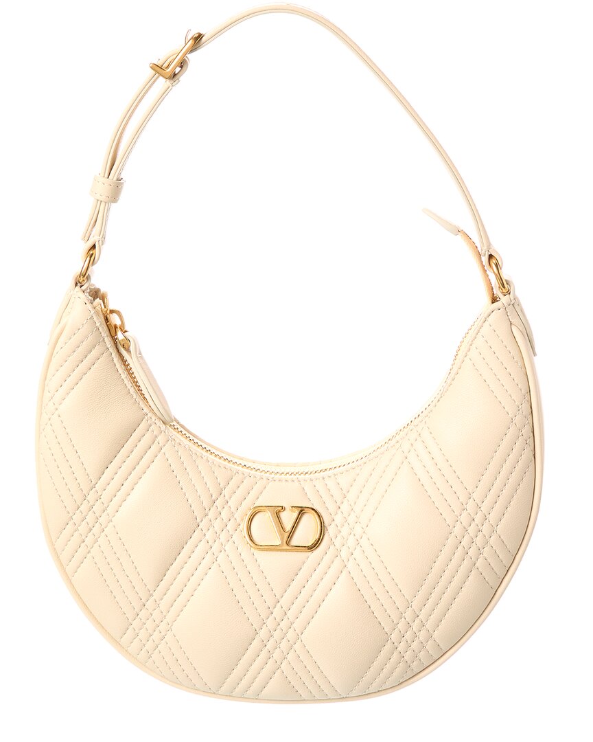 Valentino Vlogo Signature Leather Hobo Bag, White