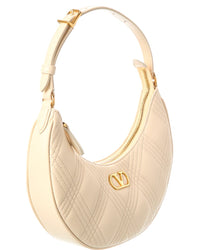 Valentino Vlogo Signature Leather Hobo Bag, White