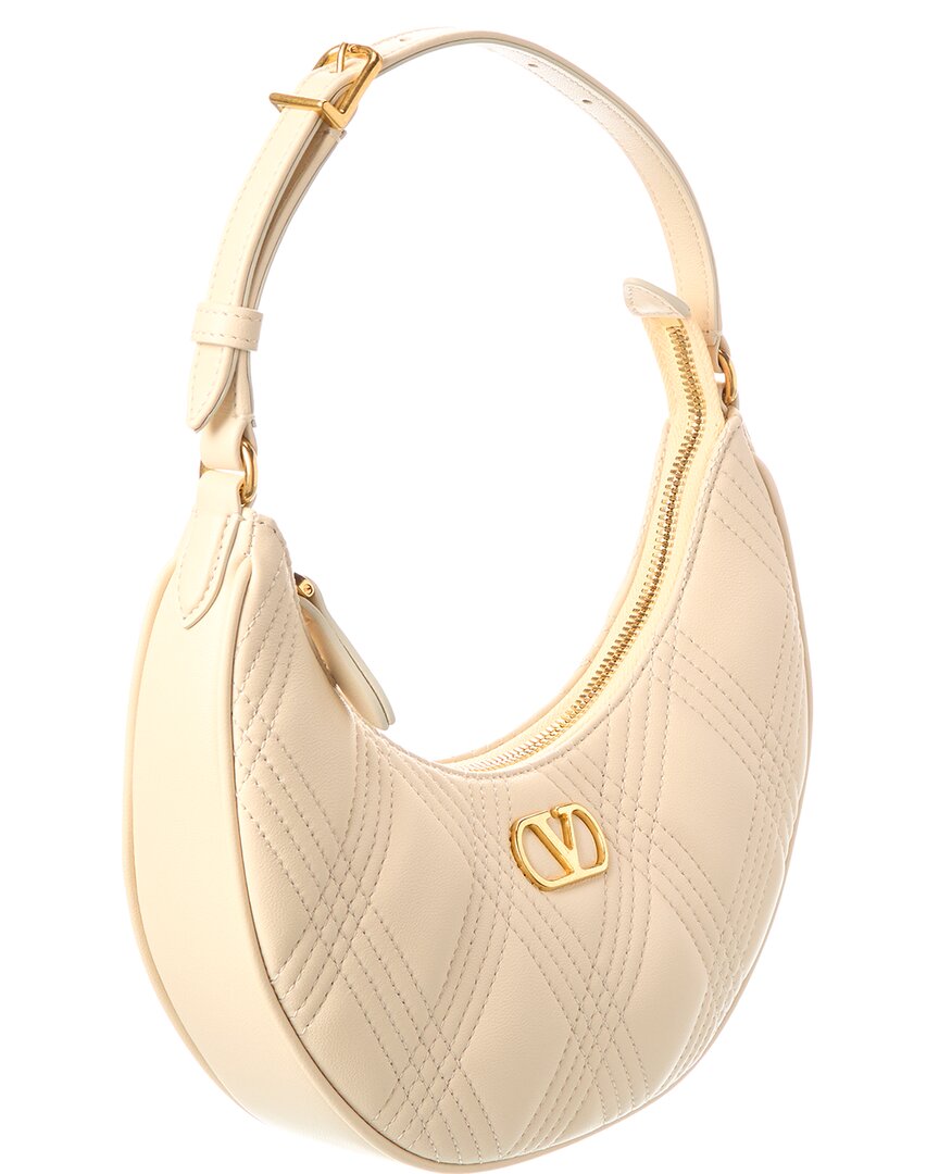 Valentino Vlogo Signature Leather Hobo Bag, White