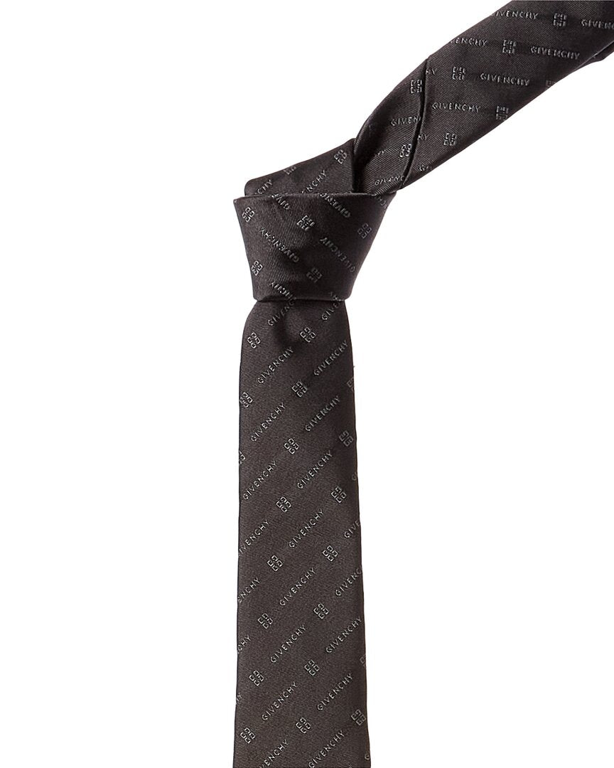 Givenchy Grey Mix Diagonal Logo Silk Tie Grey Multi