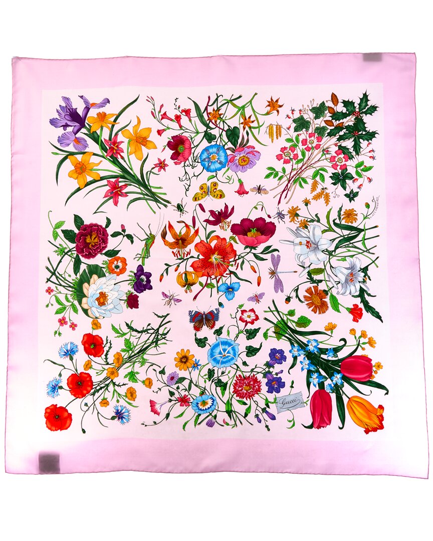 Gucci Gucci Printed Flora Silk Twill Carre