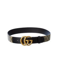 Gucci Double G Buckle Gg Supreme Canvas & Leather Belt 75 cm Brown Multi