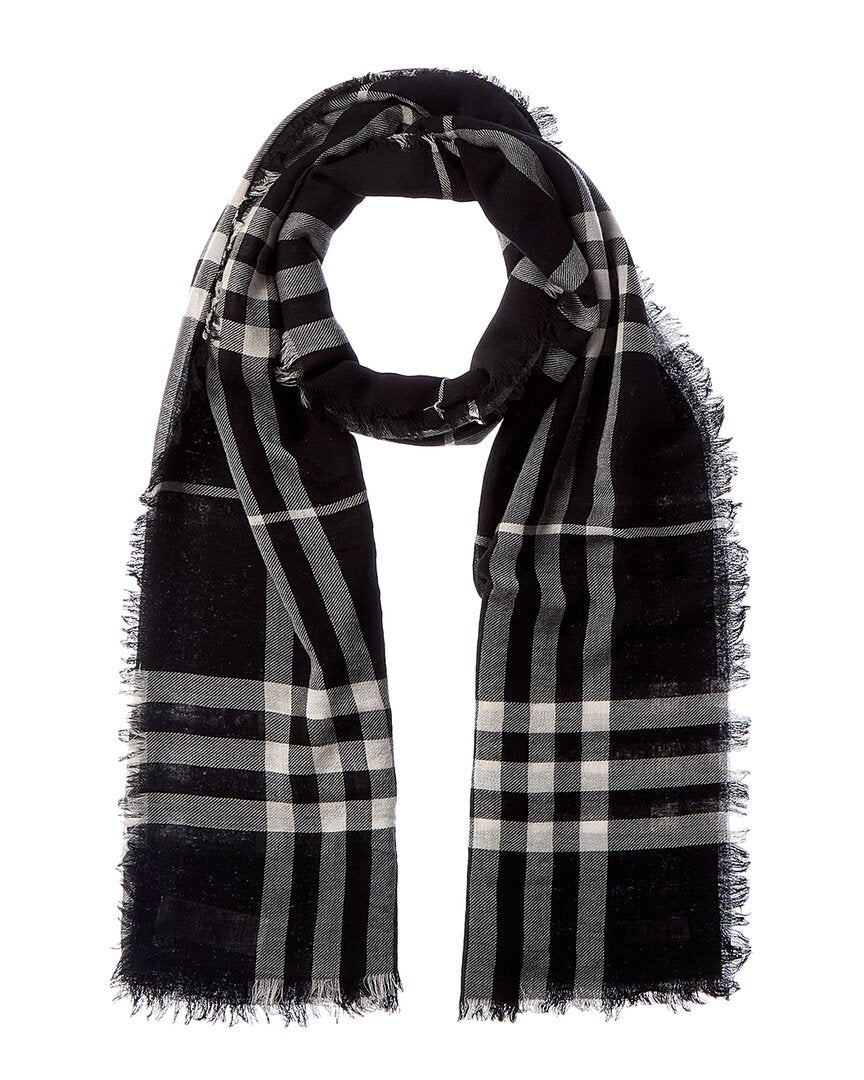 Burberry Wide Check Wool Scarf