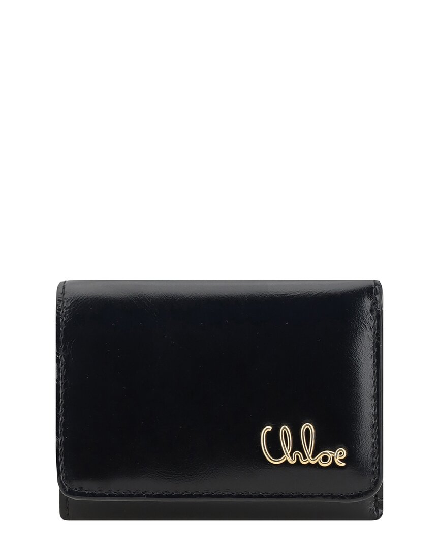 Chloe Logo Leather Wallet ONE SIZE Black