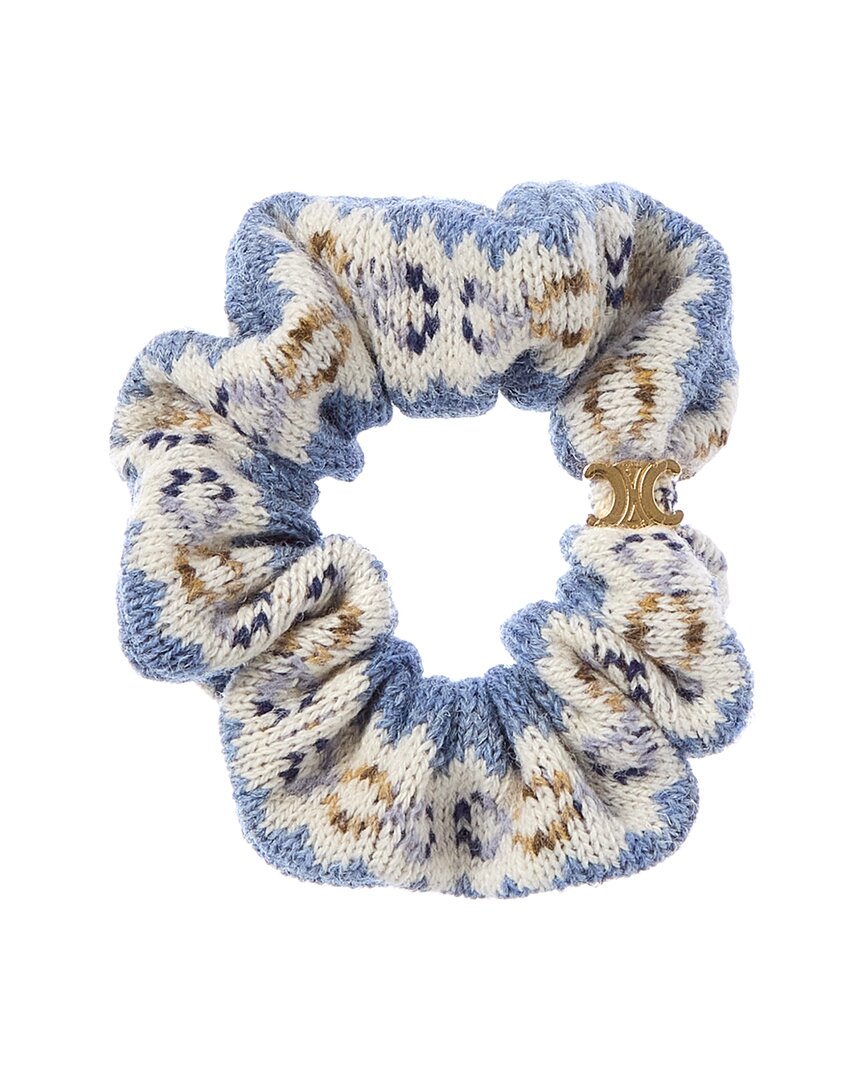 Celine Fairisle Wool Scrunchie Blue