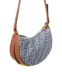 Fendi Fendigraphy Mini Ff Denim & Leather Hobo Bag