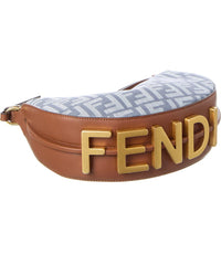 Fendi Fendigraphy Mini Ff Denim & Leather Hobo Bag