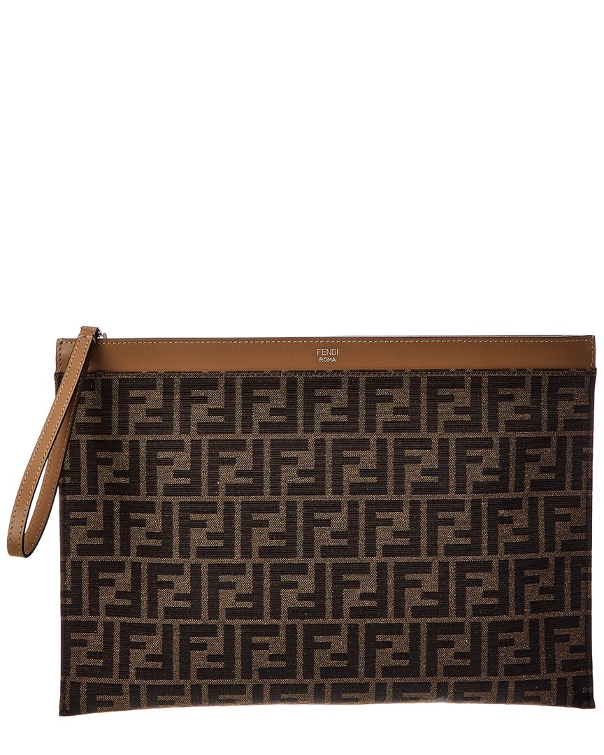FENDI Fendi Leather & Canvas Clutch