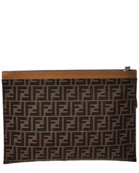 FENDI Fendi Leather & Canvas Clutch