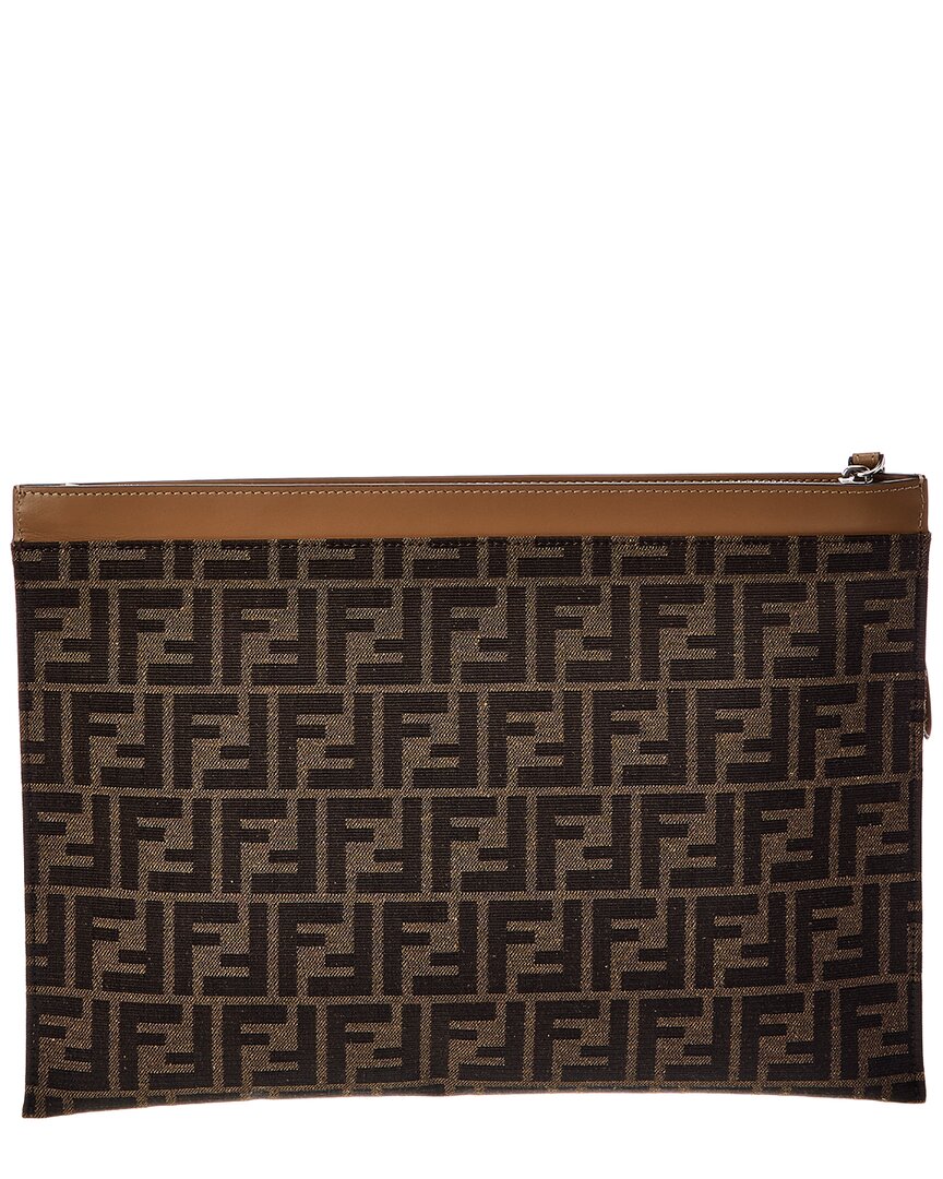 FENDI Fendi Leather & Canvas Clutch