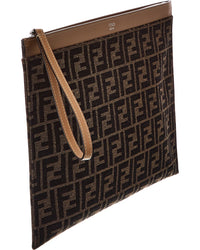 FENDI Fendi Leather & Canvas Clutch