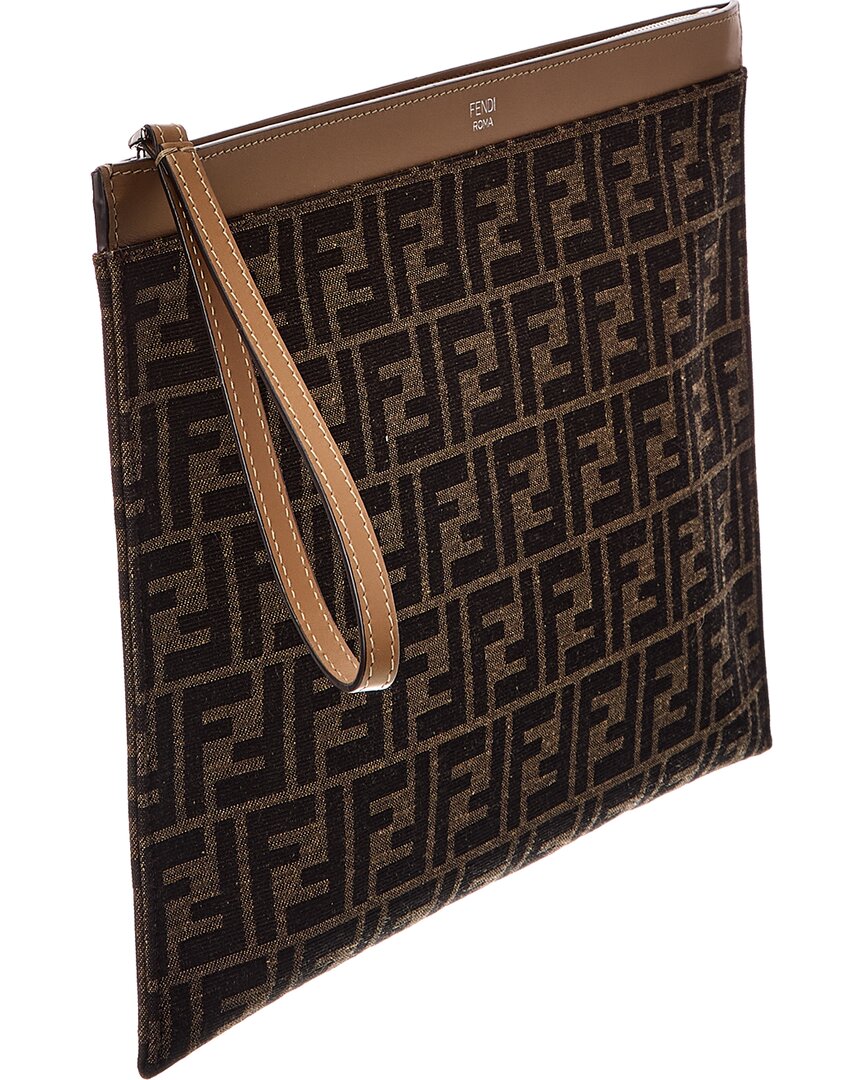 FENDI Fendi Leather & Canvas Clutch
