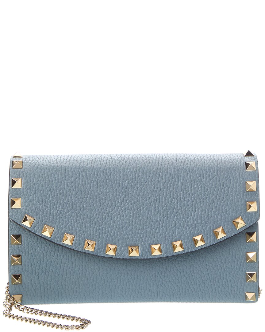 Valentino Rockstud Mini Grainy Leather Wallet On Chain