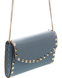 Valentino Rockstud Mini Grainy Leather Wallet On Chain