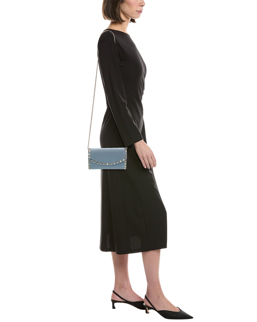 Valentino Rockstud Mini Grainy Leather Wallet On Chain