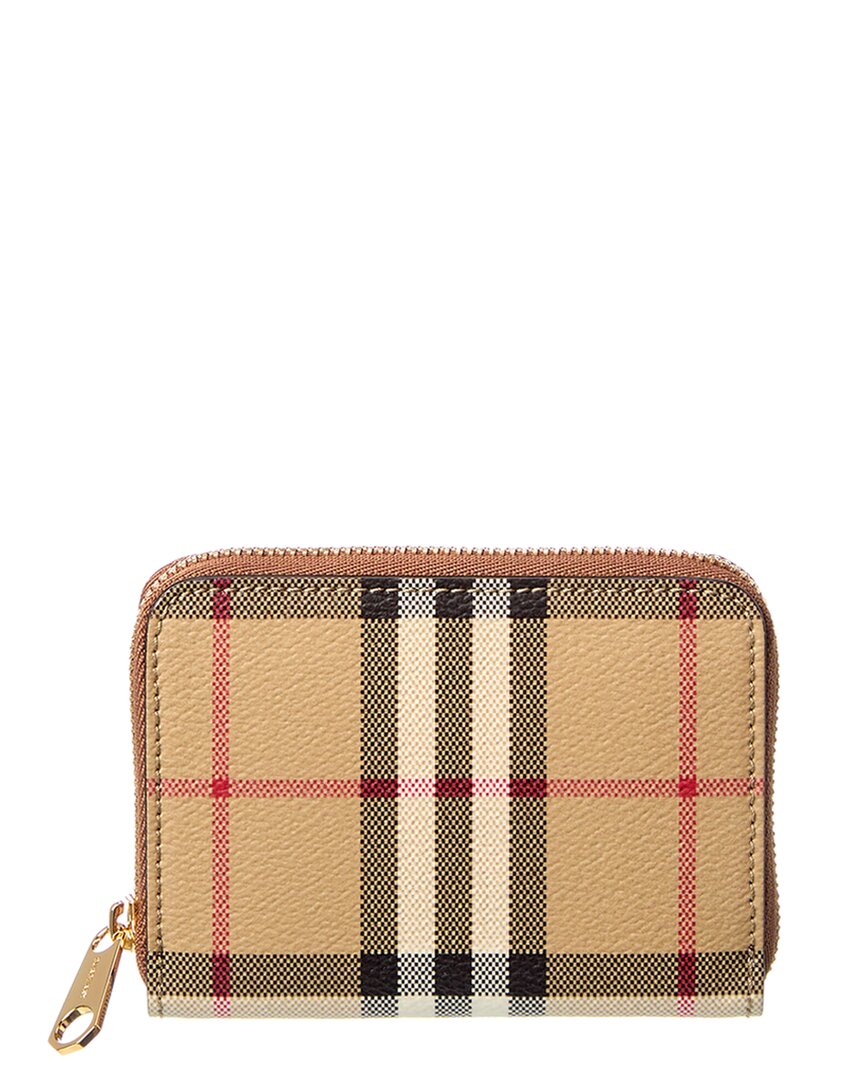 Burberry Check Small E-Canvas & Leather Coin Purse