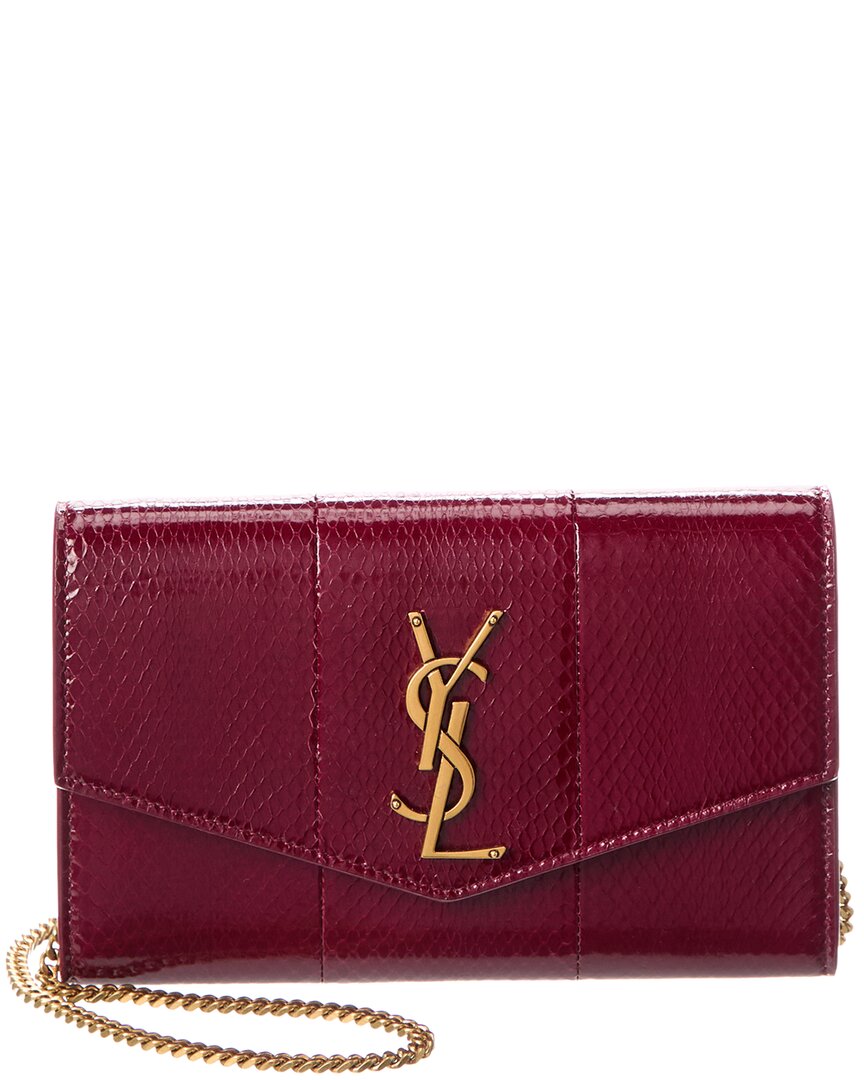 Saint Laurent Uptown Leather Wallet On Chain, Red