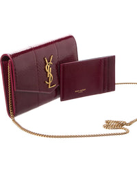 Saint Laurent Uptown Leather Wallet On Chain, Red